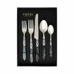 Budget 🔔 VIETRI Aladdin Antique Charcoal Five-Piece Place Setting – Set of 4 👏