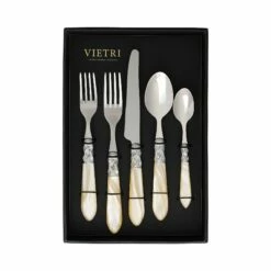 Outlet 🛒 VIETRI Aladdin Brilliant Ivory Five-Piece Place Setting – Set of 4 🥰