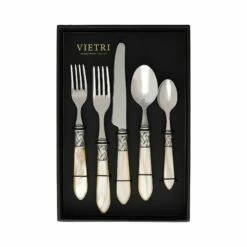 New 😍 VIETRI Aladdin Antique Ivory Five-Piece Place Setting – Set of 4 ❤️