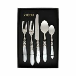 Outlet 🎉 VIETRI Aladdin Antique Light Gray Five-Piece Place Setting – Set of 4 🌟