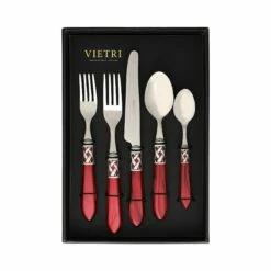 Outlet 🤩 VIETRI Aladdin Antique Red Five-Piece Place Setting – Set of 4 🎁