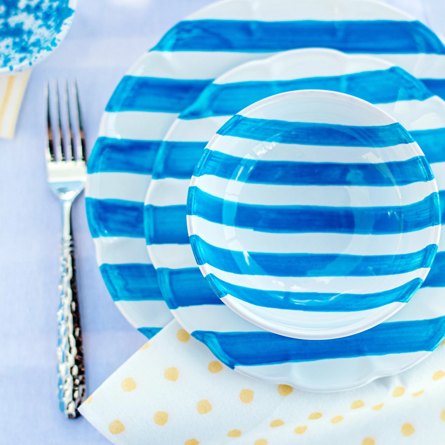 Discount 🤩 VIETRI Amalfitana Aqua Stripe Dinner Plate ❤️ 2 Discount 🤩 VIETRI Amalfitana Aqua Stripe Dinner Plate ❤️ - Image 2