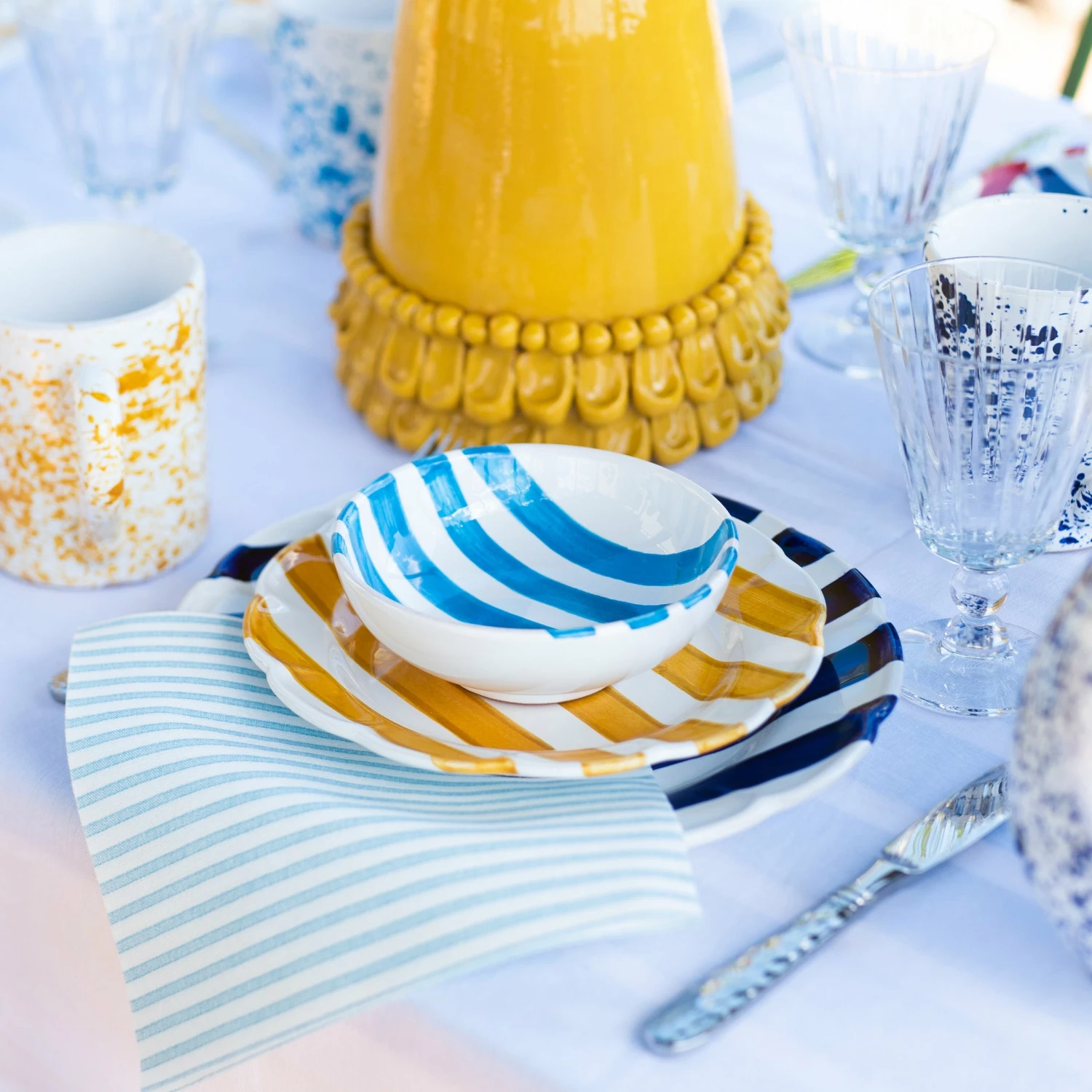 Budget ๐ VIETRI Amalfitana Cobalt Stripe Dinner Plate ๐ 3 Budget ๐ VIETRI Amalfitana Cobalt Stripe Dinner Plate ๐ - Image 3