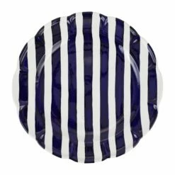 New 🛒 VIETRI Amalfitana Cobalt Stripe Round Platter 🔥