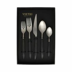 Budget 🔥 VIETRI Ares Argento & Black Five-Piece Place Setting – Set of 4 💯