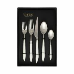 Coupon 🧨 VIETRI Ares Argento & White Five-Piece Place Setting – Set of 4 🌟