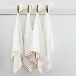 Flash Sale 👍 VIETRI Cotone Linens Ivory Napkins with Stitching - Set of 4 🤩 -Tabletop Elegant shop COT C007003 LSALT 1