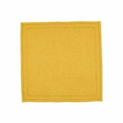 Best deal ✔️ VIETRI Cotone Linens Mustard Napkins with Double Stitching - Set of 4 🧨