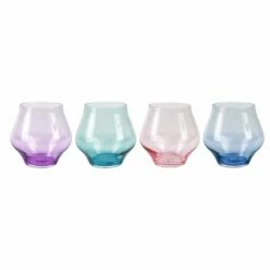 Deals 🔔 VIETRI Contessa Assorted Stemless Wine Glasses - Set of 4 ✔️