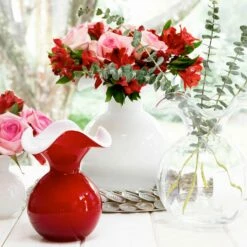 Cheap 🔔 VIETRI Hibiscus Glass Red Small Fluted Vase ⭐ -Tabletop Elegant shop HBS 8581R GB LSALT 3