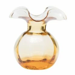 Outlet ⌛ VIETRI Hibiscus Glass Amber Medium Fluted Vase 😍