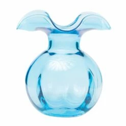Flash Sale 😉 VIETRI Hibiscus Glass Aqua Medium Fluted Vase 👍