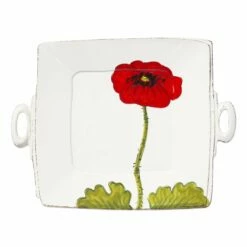 Flash Sale 🌟 VIETRI Lastra Poppy Handled Square Platter 👍