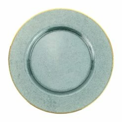 New 🎉 VIETRI Metallic Glass Aquamarine Service Plate/Charger ⭐