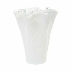 New 😀 VIETRI Onda Glass White Medium Vase ⌛
