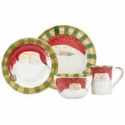 Best Sale ❤️ VIETRI Old St. Nick Red Hat Four-Piece Place Setting 🛒