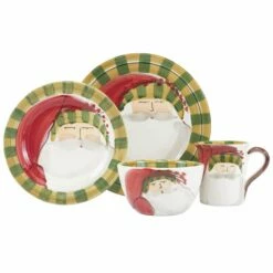 Best Sale 😉 VIETRI Old St. Nick Striped Hat Four-Piece Place Setting 💯
