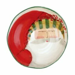New ⌛ VIETRI Old St. Nick Pasta Bowl - Stripe Hat 🔥