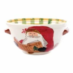 Brand new 🧨 VIETRI Old St. Nick Medium Handled Bowl w/ Santa Reading ⌛
