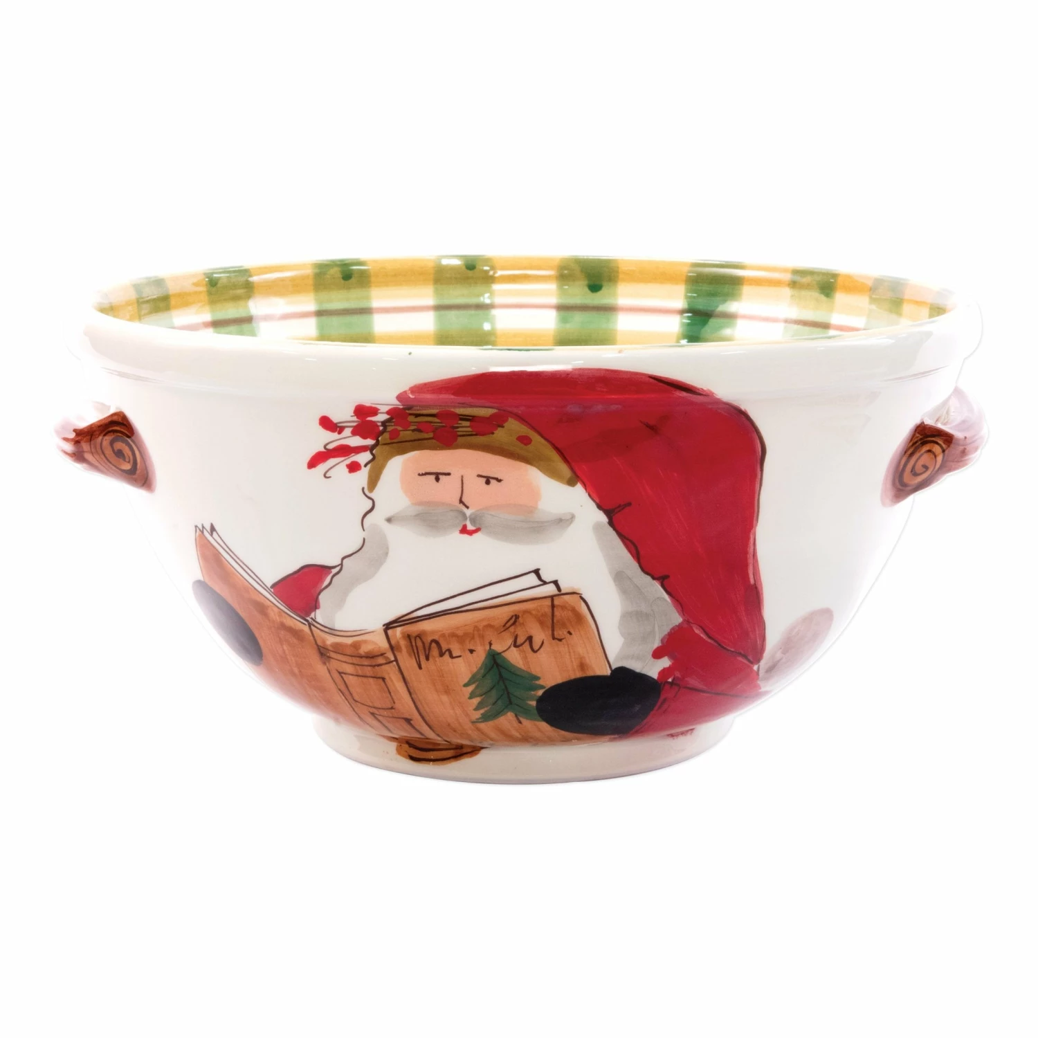 Brand new ๐งจ VIETRI Old St. Nick Medium Handled Bowl w/ Santa Reading โ 1 Brand new ๐งจ VIETRI Old St. Nick Medium Handled Bowl w/ Santa Reading โ