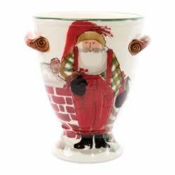 Best deal ❤️ VIETRI Old St. Nick Footed Urn with Chimney & Stockings 👍
