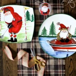 Hot Sale ✨ VIETRI Old St. Nick Square Platter - Golfing 🧨 -Tabletop Elegant shop OSN 78068 LSALT 2