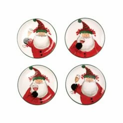 New 😍 VIETRI Old St. Nick Cocktail Plates - Set of 4 🎁