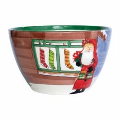 Discount 🧨 VIETRI Old St. Nick Large Deep Bowl - Santa w/ Stockings ⌛