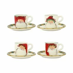 Best deal 🎉 VIETRI Old St. Nick Assorted Espresso Cups & Saucers - Set of 4 🔔