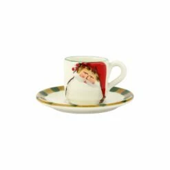 Outlet ⭐ VIETRI Old St. Nick Espresso Cup & Saucer - Animal Hat 👏