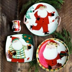 Outlet 🛒 VIETRI Old St. Nick Round Shallow Bowl w/ Train ✨ -Tabletop Elegant shop OSN 78103 LSALT 1