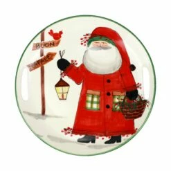 Promo ⭐ VIETRI Old St. Nick Handled Round Tray w/ Lantern 🔥