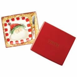 Coupon 😀 VIETRI Old St. Nick Square Plate W/ Spreader ❤️
