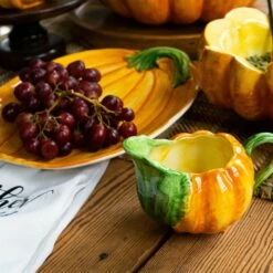 Budget ✔️ VIETRI Pumpkins Figural Pumpkin Sauce Server 👏 -Tabletop Elegant shop PKN 1143 LSALT 3