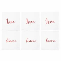 Promo 💯 VIETRI Papersoft Napkins Love/Amore Cocktail Napkins (Pack of 20) - Set of 6 😉