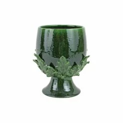 Flash Sale 🛒 VIETRI Rustic Garden Green Acanthus Leaf Small Footed Cachepot 🧨