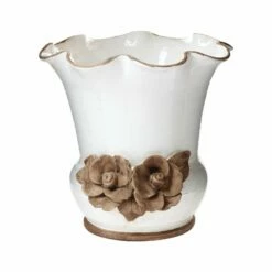 Cheap 😀 VIETRI Rustic Garden White Scalloped Planter With Flowers 🤩