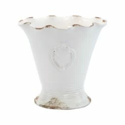 Flash Sale 😍 VIETRI Rustic Garden White Medium Scallop Planter with Emblem 🌟