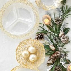 Promo 🎉 VIETRI Rufolo Glass Gold Large Deep Bowl 💯 -Tabletop Elegant shop RUF 5238 LSALT 3