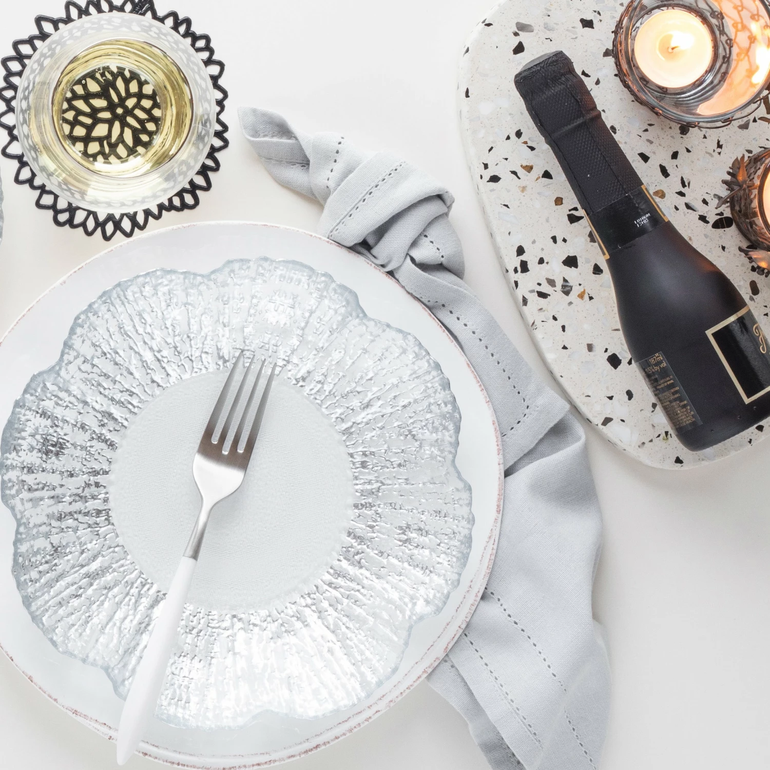 Cheap ❤️ VIETRI Rufolo Glass Platinum Canape Plate ⭐ 2 Cheap ❤️ VIETRI Rufolo Glass Platinum Canape Plate ⭐ - Image 2