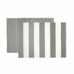 Best Pirce ⭐ VIETRI Reversible Placemats Gray/White Striped Rectangular Placemat 🥰 -Tabletop Elegant shop RVP GW6502S 2100 web1