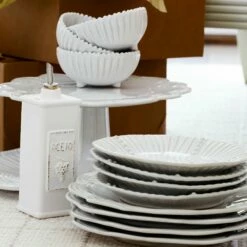 Promo 🛒 VIETRI Incanto Stone White Stripe Footed Bowl 👏 -Tabletop Elegant shop SINC W1103A LSALT 1