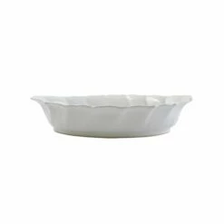 Promo 🔔 VIETRI Incanto Stone White Ruffle Handled Oval Baker ⭐