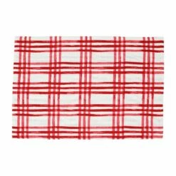 Deals 🔔 Viva by VIETRI Bohemian Linens Plaid Red/White Placemats - Set of 4 😉