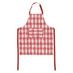 New 🔥 Viva by VIETRI Bohemian Linens Plaid Red/White Apron 👏
