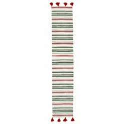 Best Pirce 🎉 Viva by VIETRI Bohemian Linens Stripe Red/Green Runner 🧨
