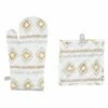 Promo 🥰 Viva by VIETRI Bohemian Linens Beige/Gray Oven Mitt & Potholder 🥰