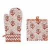 Promo 🧨 Viva by VIETRI Bohemian Linens Gray/Orange Oven Mitt & Potholder 😍