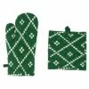 Outlet 🎁 Viva by VIETRI Bohemian Linens Holiday Green Oven Mitt & Potholder 🤩