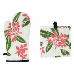 Wholesale 🔔 Viva by VIETRI Bohemian Linens Navy/Pink Oven Mitt & Potholder 🛒